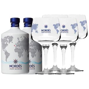 Nordes Gin 70cl Twin Pack with 4 Free Glasses