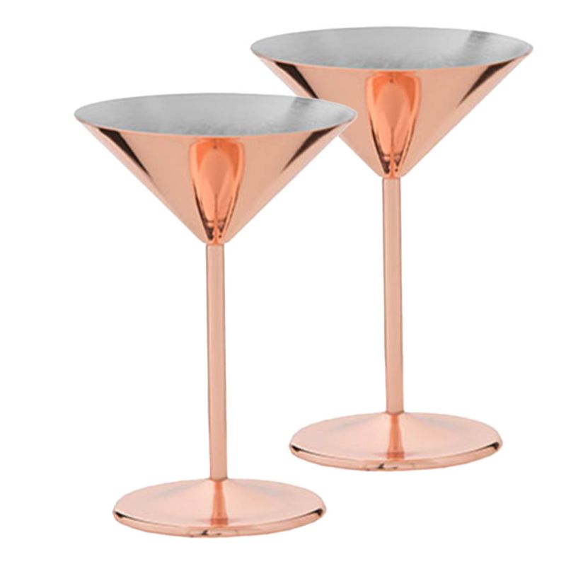 Copper Metal Martini Glasses, Martini Cocktail Glass for Home Party, Set of  2